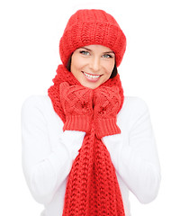 Image showing smiling young woman in winter clothes