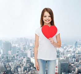 Image showing smiling little girl in white blank t-shirt