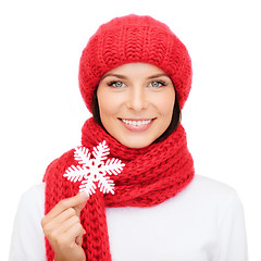 Image showing smiling young woman in winter clothes