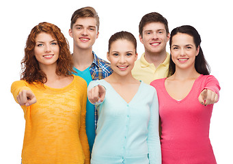 Image showing group of smiling teenagers showing thumbs up