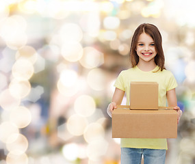 Image showing smiling little girl in white blank t-shirt