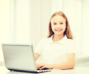 Image showing girl with laptop pc at school