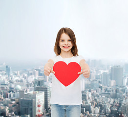 Image showing smiling little girl in white blank t-shirt