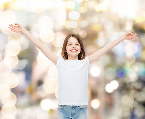 Image showing smiling little girl in white blank t-shirt