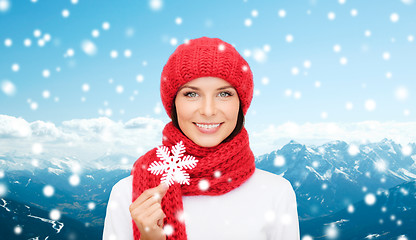 Image showing smiling young woman in winter clothes