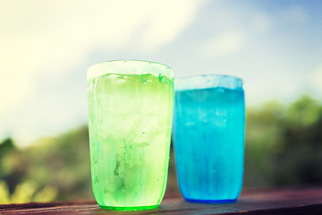 Image showing close up of two glasses with cold water