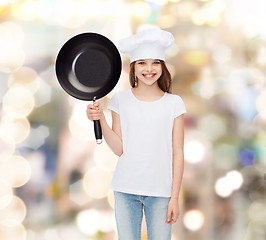 Image showing smiling little girl in white blank t-shirt