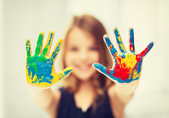 Image showing girl showing painted hands