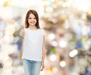 Image showing smiling little girl in white blank t-shirt