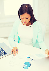 Image showing businesswoman or student with laptop and documents
