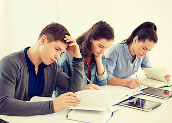 Image showing students with notebooks and tablet pc at school