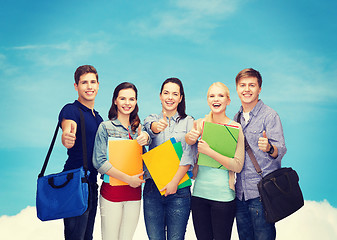 Image showing group of smiling students showing thumbs up