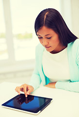 Image showing smiling student girl with tablet pc