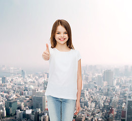 Image showing smiling little girl in white blank t-shirt