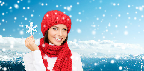 Image showing smiling young woman in winter clothes