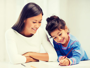 Image showing mother and daughter drawing