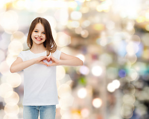 Image showing smiling little girl in white blank t-shirt