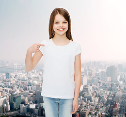 Image showing smiling little girl in white blank t-shirt