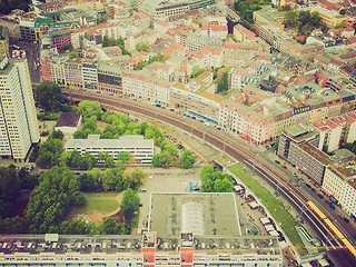 Image showing Retro look Berlin aerial view