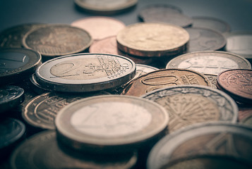 Image showing Retro look Euro coins