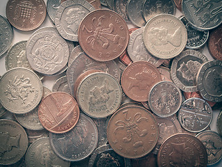 Image showing Retro look Pound coins