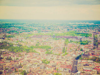 Image showing Retro look Berlin aerial view