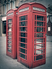 Image showing Retro look London telephone box