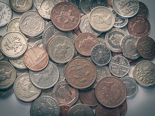 Image showing Retro look Pound coins