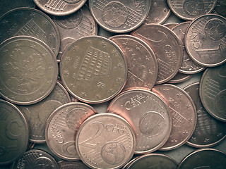 Image showing Retro look Euro coins background