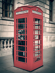 Image showing Retro look London telephone box