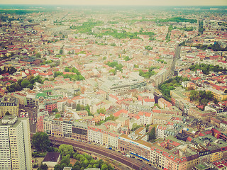 Image showing Retro look Berlin aerial view