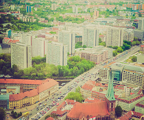 Image showing Retro look Berlin aerial view