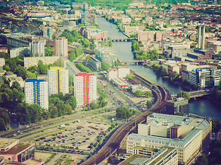 Image showing Retro look Berlin aerial view