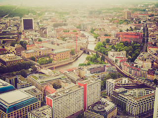 Image showing Retro look Berlin aerial view