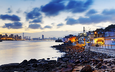 Image showing Sunset in Hong Kong fishing valley