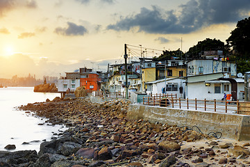 Image showing Sunset in Hong Kong fishing valley