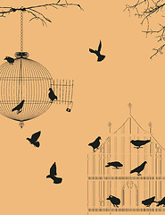 Image showing Birds and birdcages postcard 3