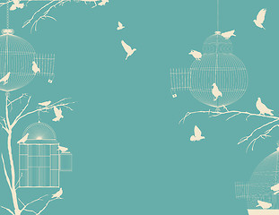 Image showing Birds and birdcages postcard 8