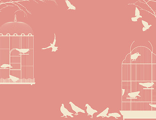 Image showing Birds and birdcages postcard 4