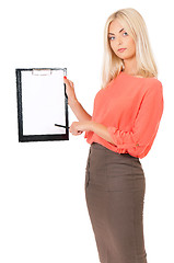 Image showing Woman with clipboard