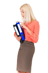 Image showing Woman with folders