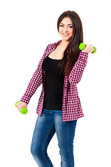 Image showing Girl with dumbbells