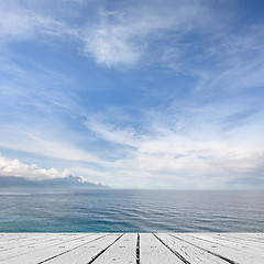 Image showing sea and desk table