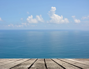 Image showing sea and desk table