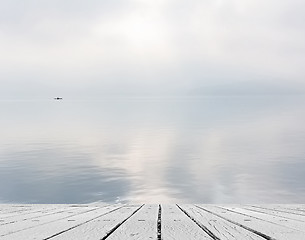 Image showing Lake with mist and cloud