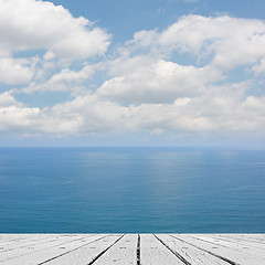 Image showing sea and desk table