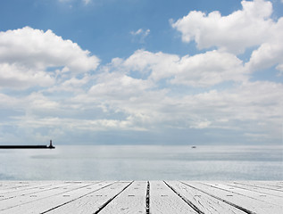 Image showing sea and desk table