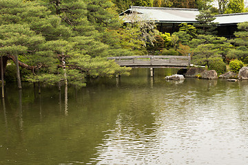 Image showing The scenery of Japanese garden with the pone.