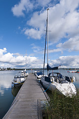 Image showing Summer landscape with pier and boats