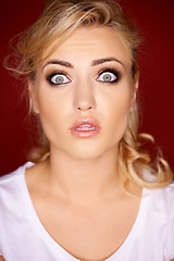 Image showing Beautiful woman with a horrified expression